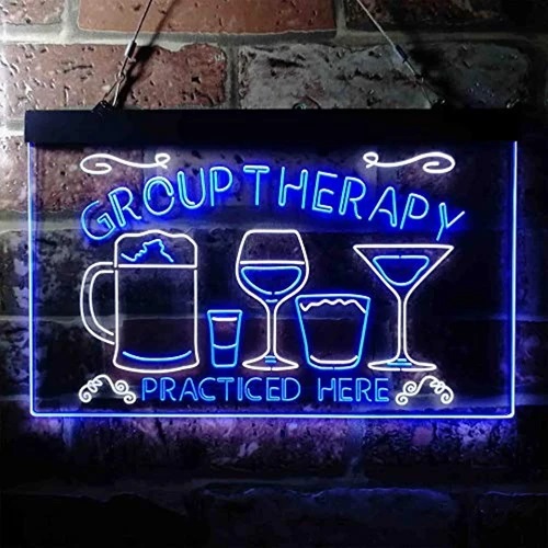 Beer Therapy Practiced Here Dual LED Neon Light Sign